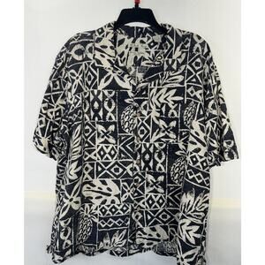 Silk Hawaiian Abstract  Beach Batik Bay men's short sleeve shirt Sz XXL